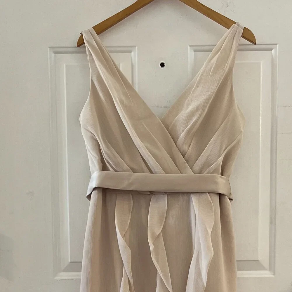 Vera Wang White Chiffon Cascading Skirt Plus-Size Event Maxi Dress Sz 14 - Picture 2 of 12